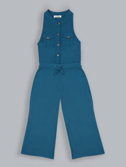 teal blue solid jumpsuit  - 18031599 -  Standard Image - 0