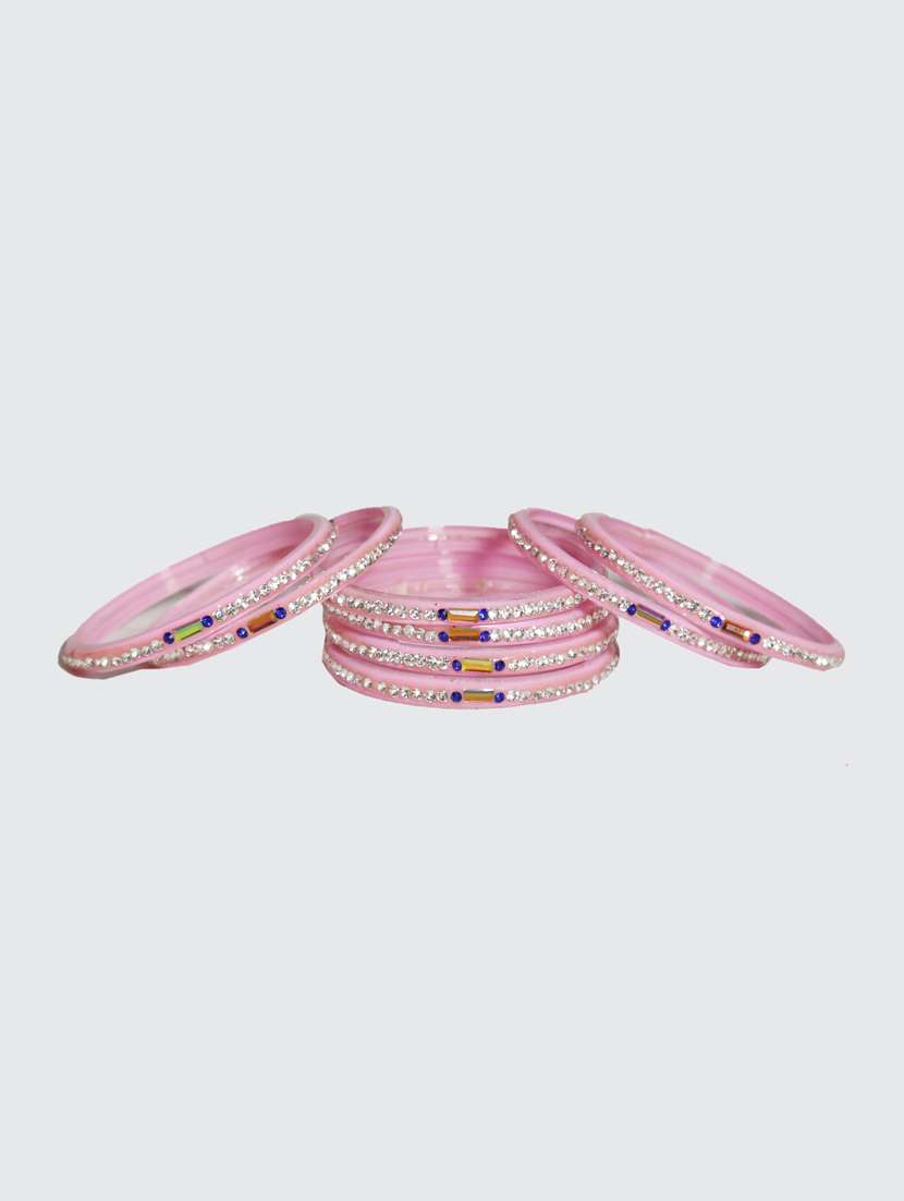 handmade glass pink bangles set of 8 - 18031715 - Standard Image - 3