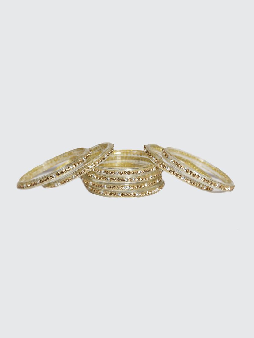 handmade glass white bangles set of 8 - 18031716 - Standard Image - 3