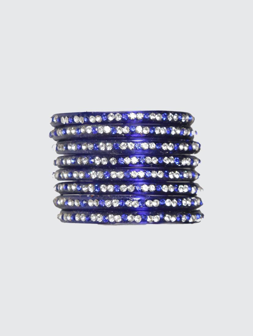 handmade glass blue bangles set of 8 - 18031719 - Zoom Image - 0