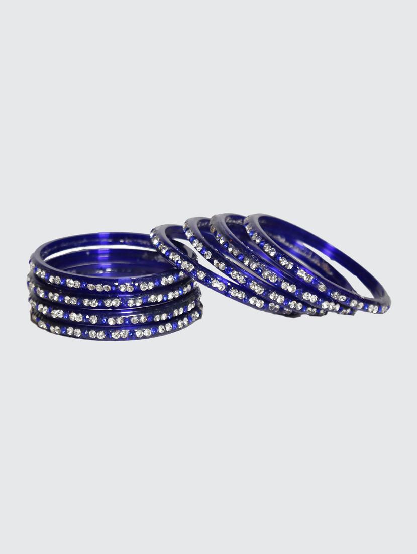 handmade glass blue bangles set of 8 - 18031719 - Standard Image - 3