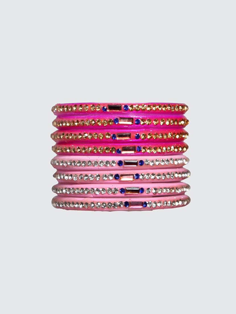 handmade glass pink and pitch bangles set of 8 - 18031723 -  Zoom Image - 0