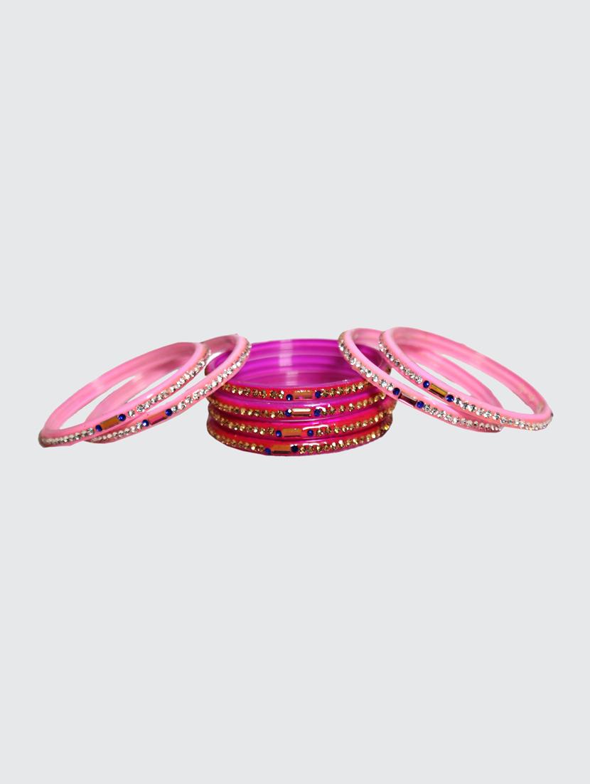 handmade glass pink and pitch bangles set of 8 - 18031723 - Standard Image - 3