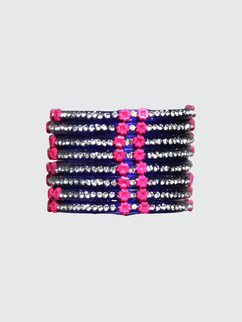 handmade blue glass flower bangles set of 8 - 18031725 -  Standard Image - 0