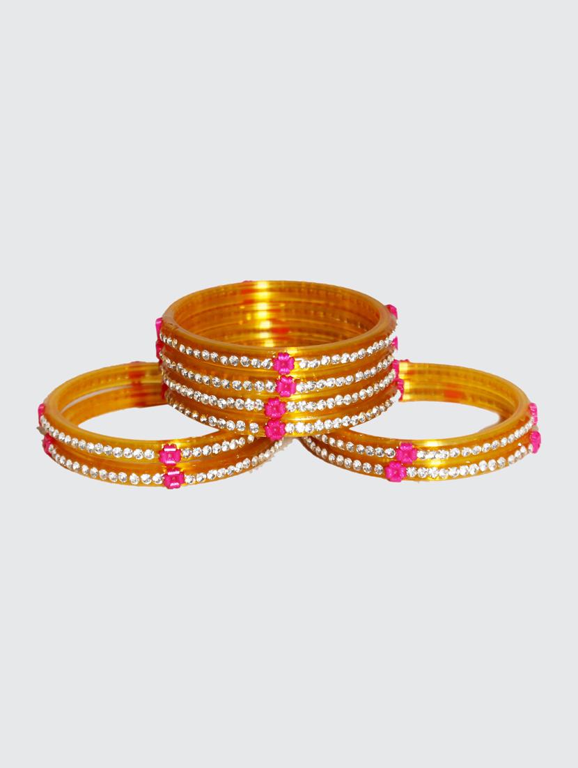 handmade golden glass flower bangles set of 8 - 18031728 - Standard Image - 3