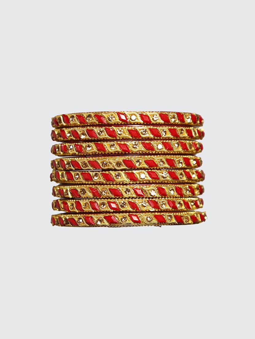 handmade traditional bangle red & golden beets set of 8 - 18031733 - Zoom Image - 0