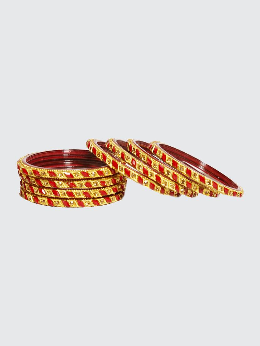 handmade traditional bangle red & golden beets set of 8 - 18031733 - Standard Image - 3