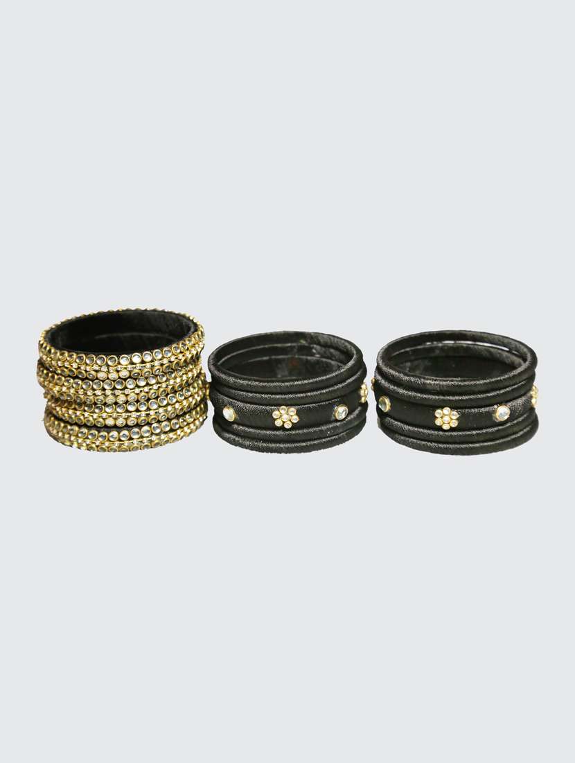 handmade silk thread black bangles set of 14 - 18031743 - Standard Image - 3