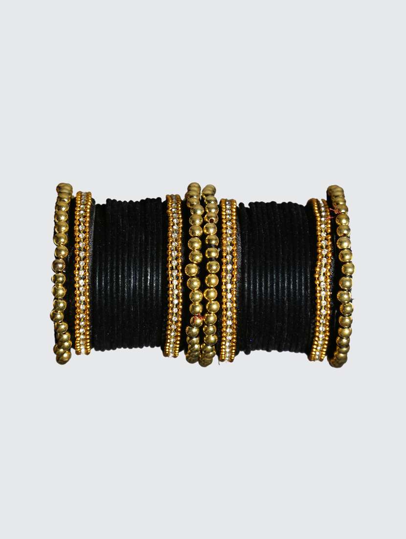 handmade silk thread black bangles set of 32 - 18031750 -  Standard Image - 3