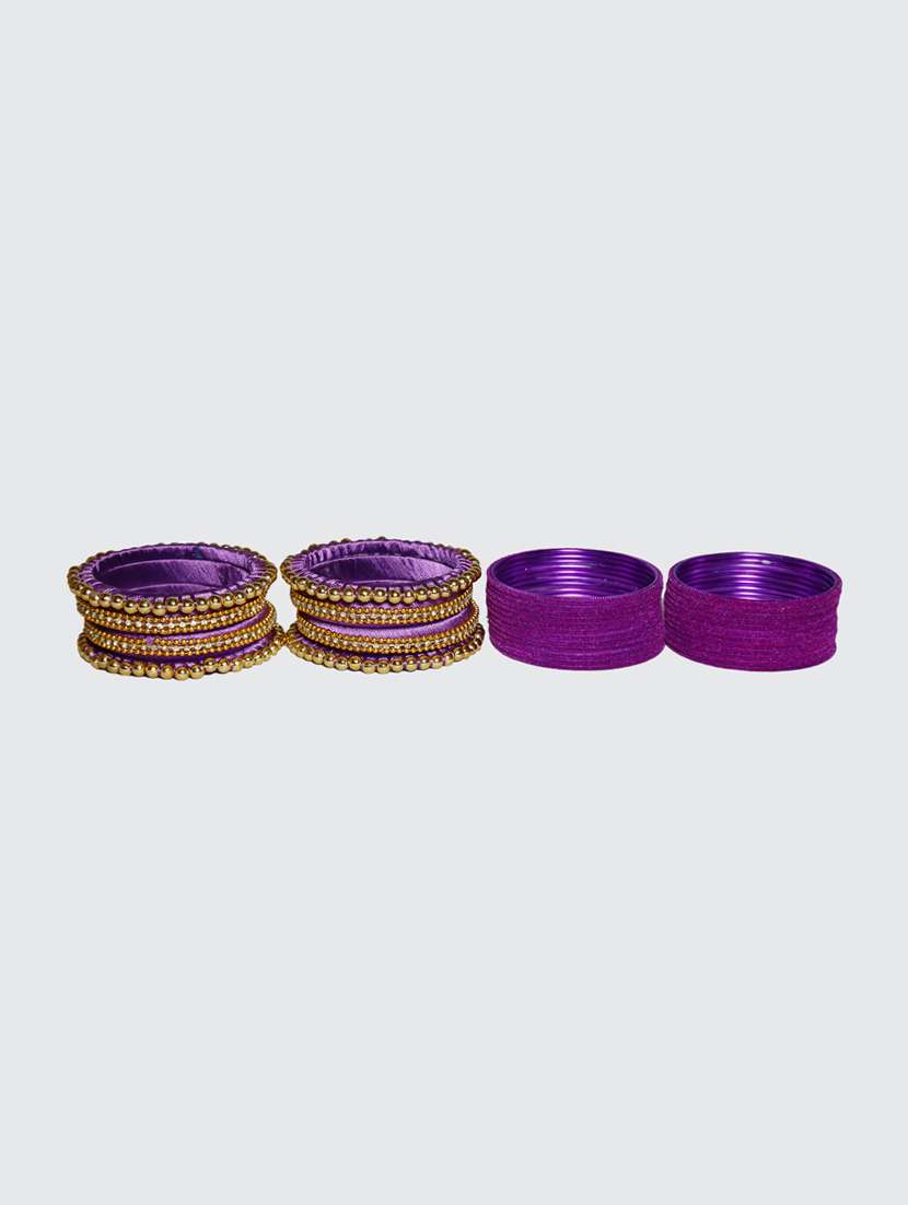 Buy online Handmade Silk Thread Purple Bangles Set Of 32 from