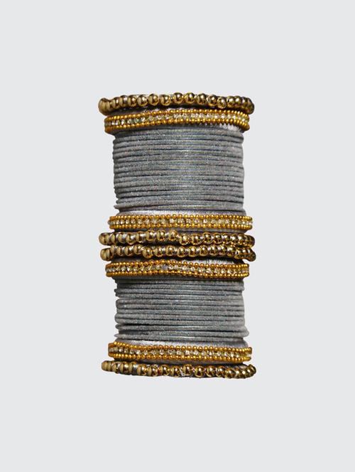 handmade silk thread grey bangles set of 32 - 18031756 - Standard Image - 0