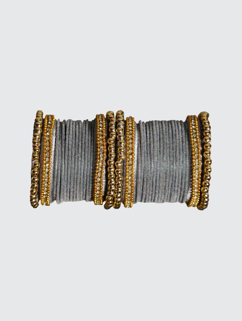 handmade silk thread grey bangles set of 32 - 18031756 - Standard Image - 3