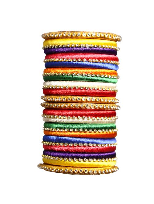 handmade silk thread multicolor bangles set of 12 - 18031771 -  Standard Image - 0