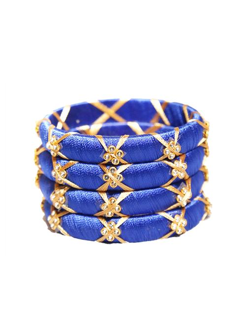 handmade silk thread blue bangles set of 4 - 18031779 - Standard Image - 0