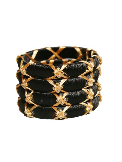 handmade silk thread black bangles cross set of 4 - 18031780 -  Standard Image - 0