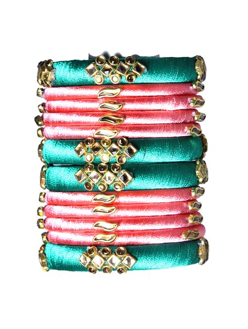 handmade silk thread multi colored bangles set of 12 - 18031788 - Standard Image - 0