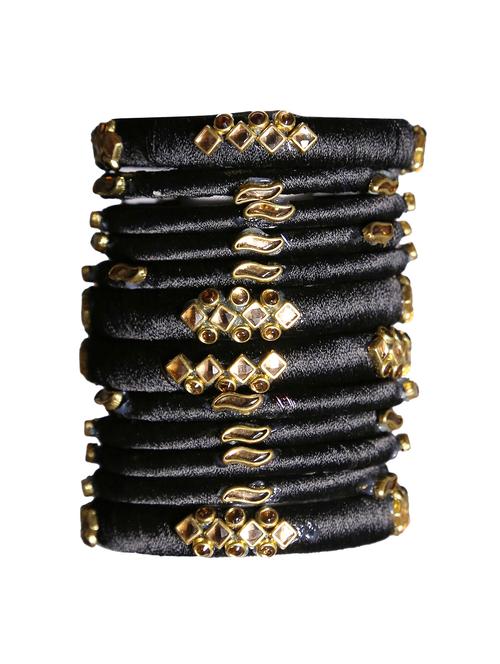 handmade silk thread black bangles set of 12 - 18031790 - Standard Image - 0