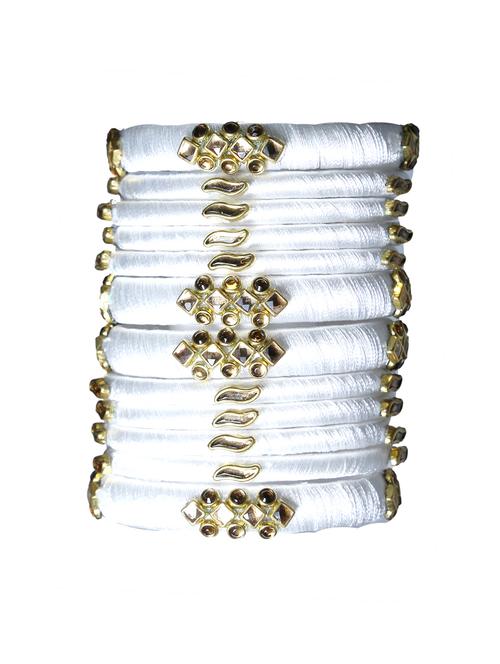 handmade silk thread white kade & white bangles set of 12 - 18031794 - Standard Image - 0