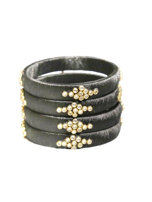 handmade silk thread black set of 4 - 18031800 - Standard Image - 0
