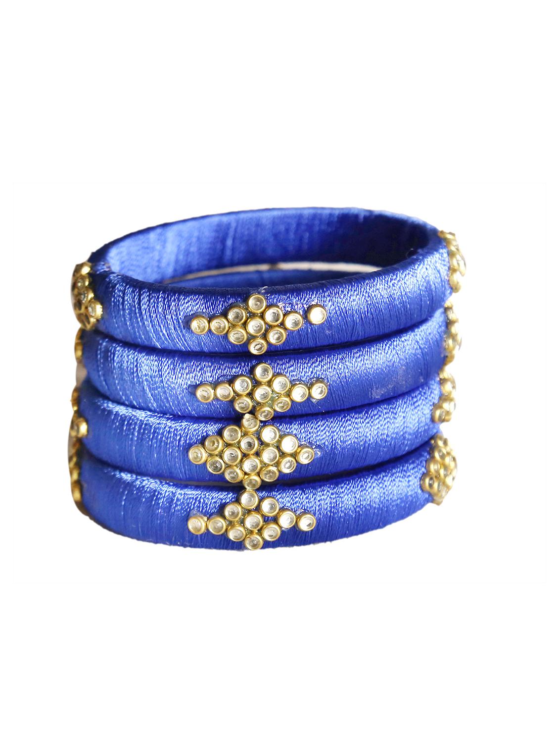 handmade silk thread blue set of 4 - 18031804 - Zoom Image - 0