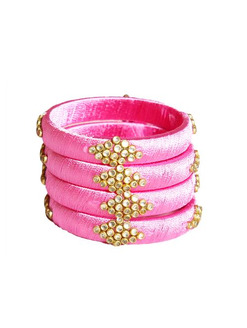 handmade silk thread pink set of 4 - 18031810 - Standard Image - 0