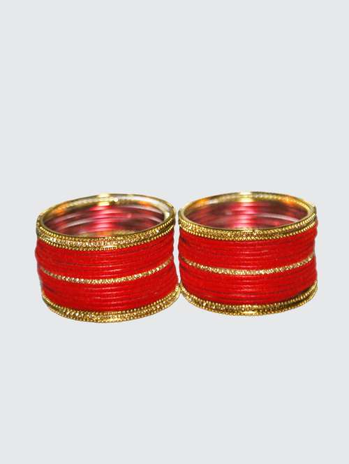 Buy online Red Mattel Velvet Bangles Set Of 38 from Imitation