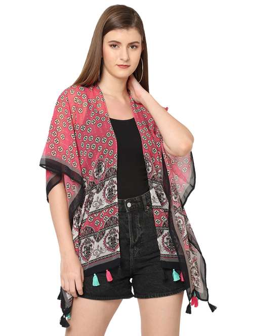 women printed short sleeves shrug - 18032186 -  Standard Image - 0