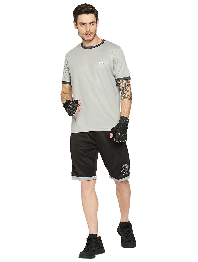 grey solid shorts - 18032476 - Standard Image - 3