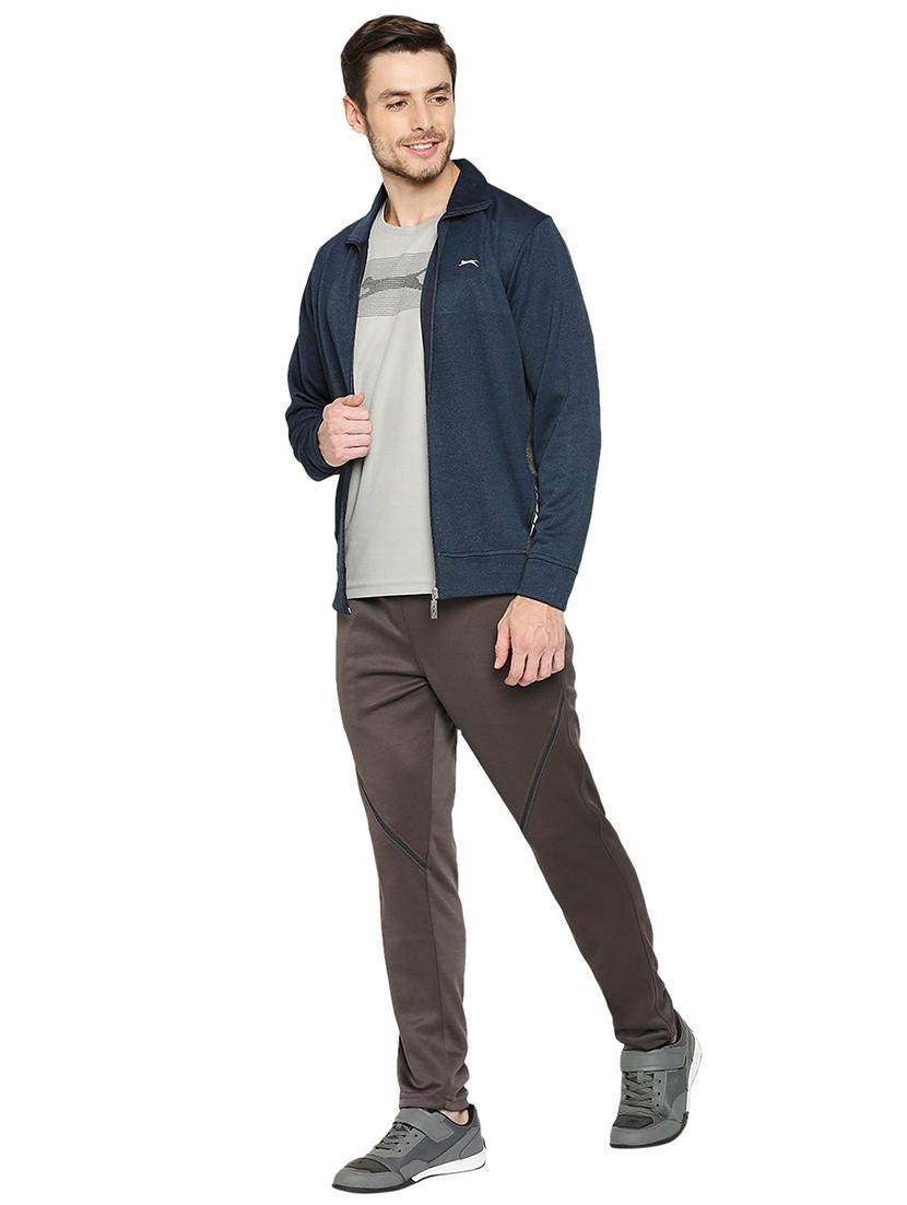 navy blue solid casual jacket - 18032721 - Standard Image - 3