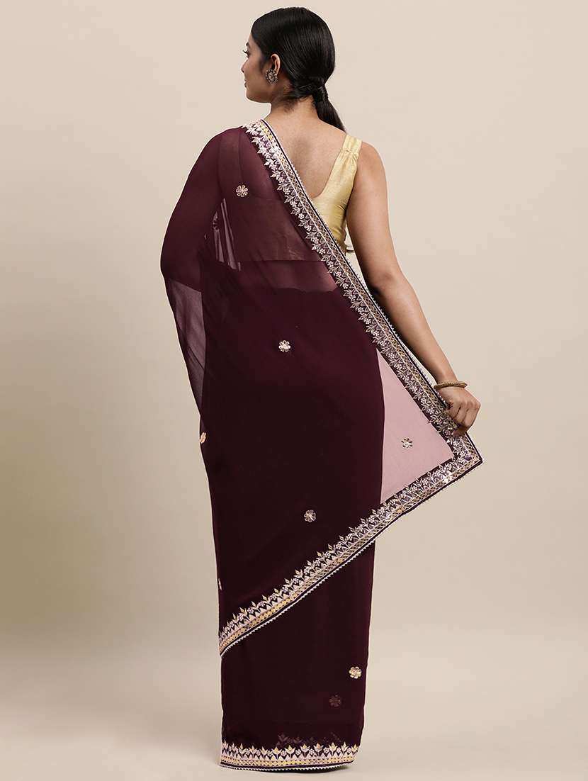 Ethnic Motifs Gota Patti Saree With Blouse
