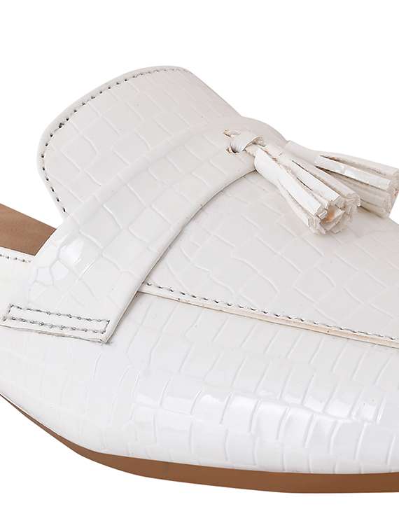 white synthetic slip on ballerina - 18033175 -  Standard Image - 3