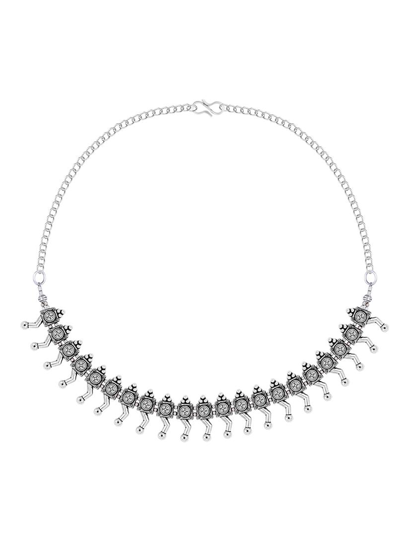 silver metal choker necklace