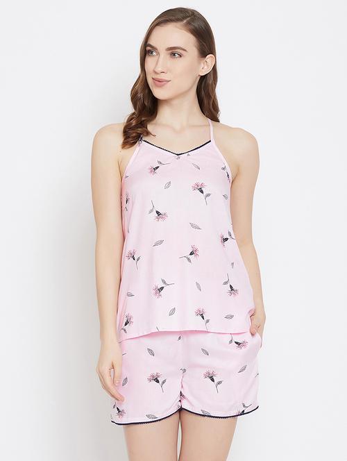 cami neck printed nightwear shorts set  - 18035761 -  Standard Image - 0