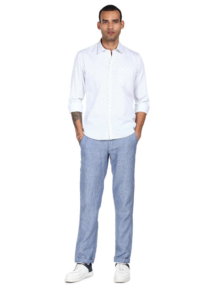 mens micro print casual shirt - 18038466 - Standard Image - 3