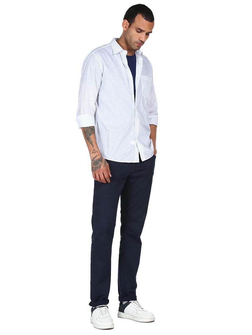 mens micro print casual shirt - 18038486 - Standard Image - 3