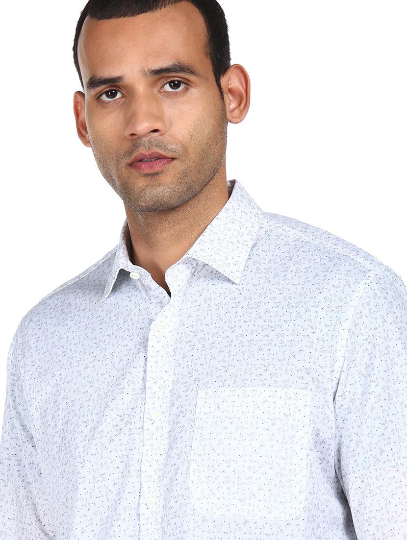mens micro print casual shirt - 18038486 - Standard Image - 5