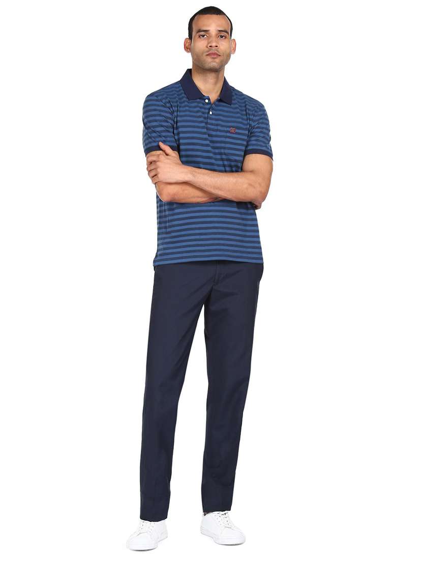 navy-blue striped polo t-shirt - 18038551 -  Standard Image - 3