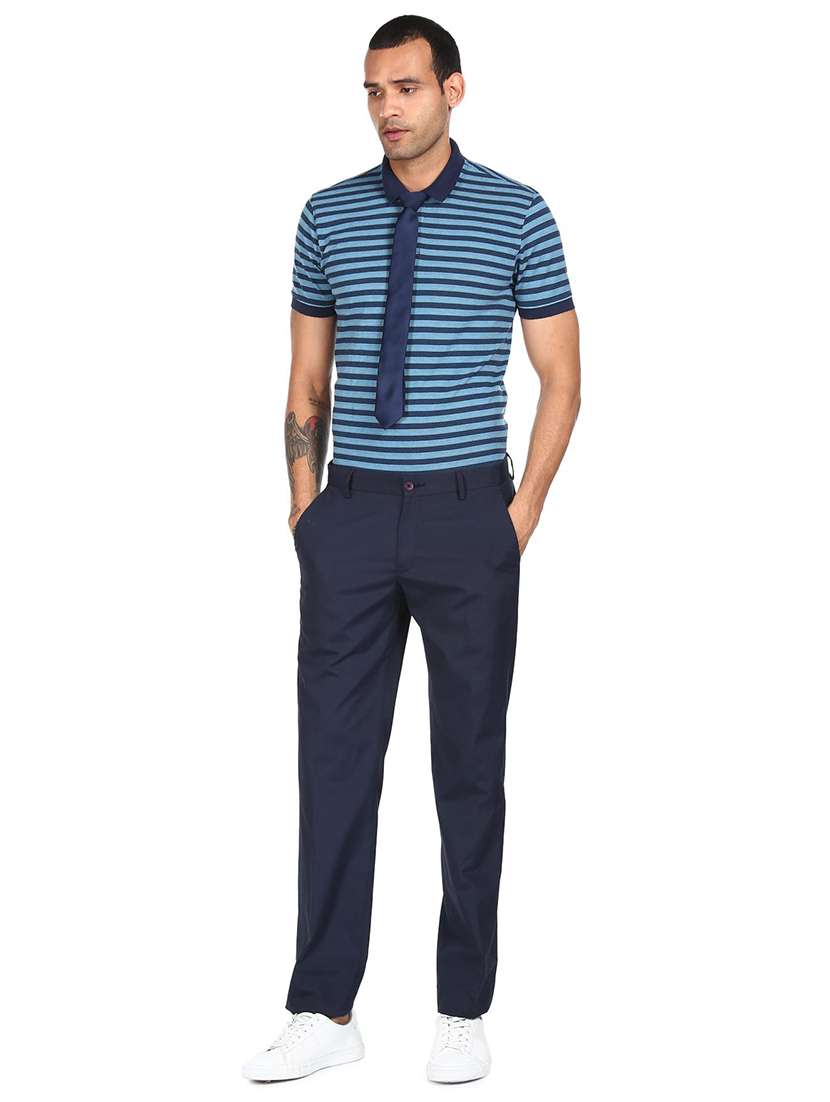 navy-blue striped polo t-shirt - 18038557 - Standard Image - 3