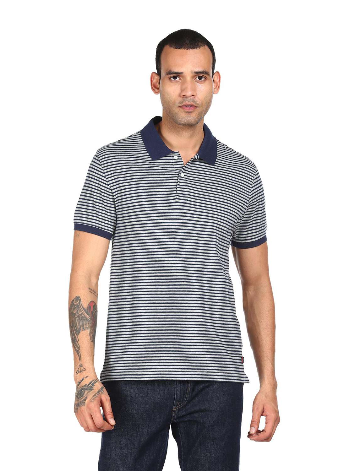 blue striped polo t-shirt - 18038558 -  Zoom Image - 0