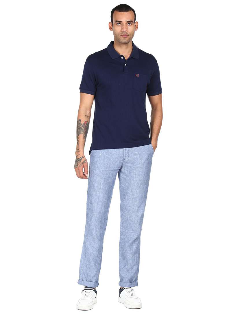 navy blue solid polo t-shirt - 18038569 -  Standard Image - 3