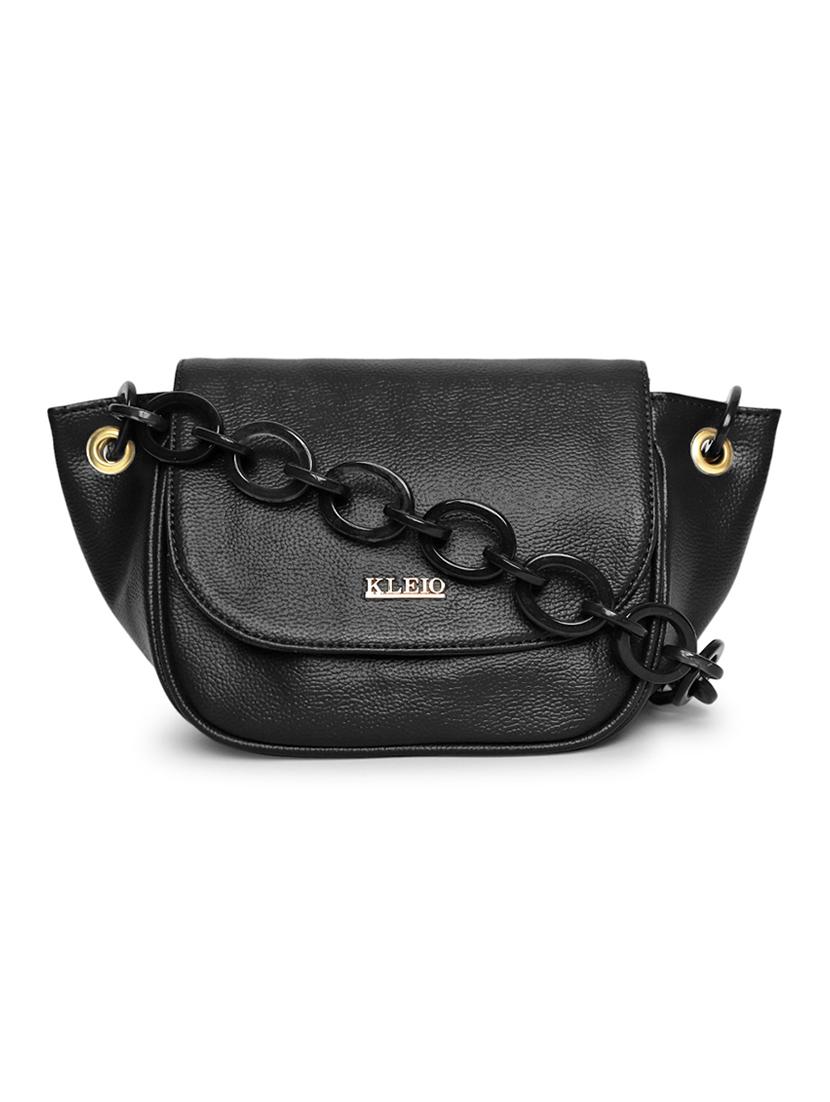 black leatherette (pu) sling bag - 18038778 -  Zoom Image - 0