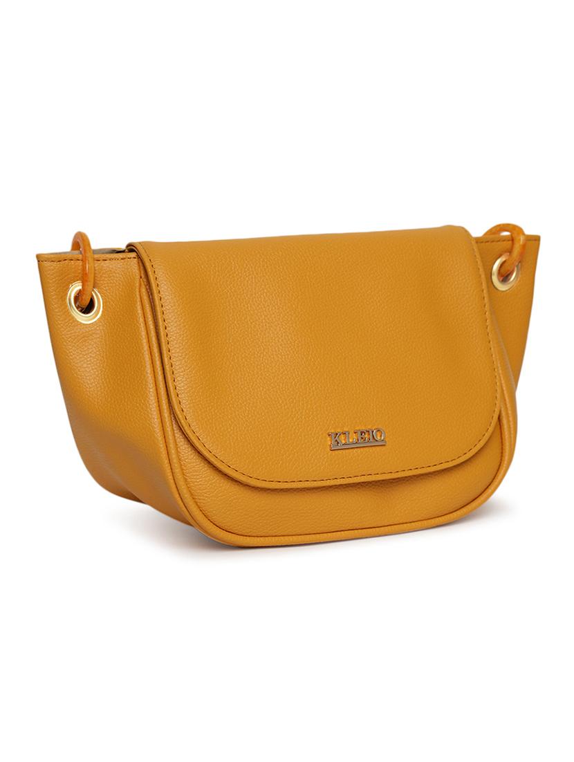 yellow leatherette (pu) sling bag - 18038781 - Standard Image - 3