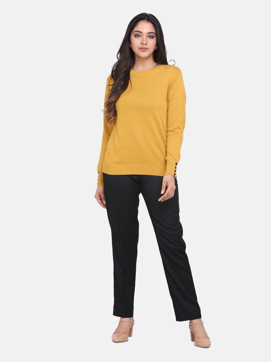 "wear this elegant mustard yellow sweater 
