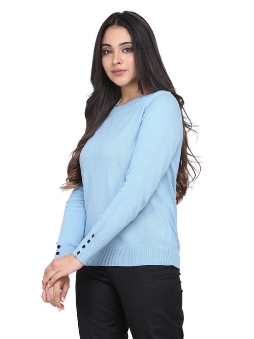 sky blue cotton wool pullover - 18039190 - Standard Image - 0