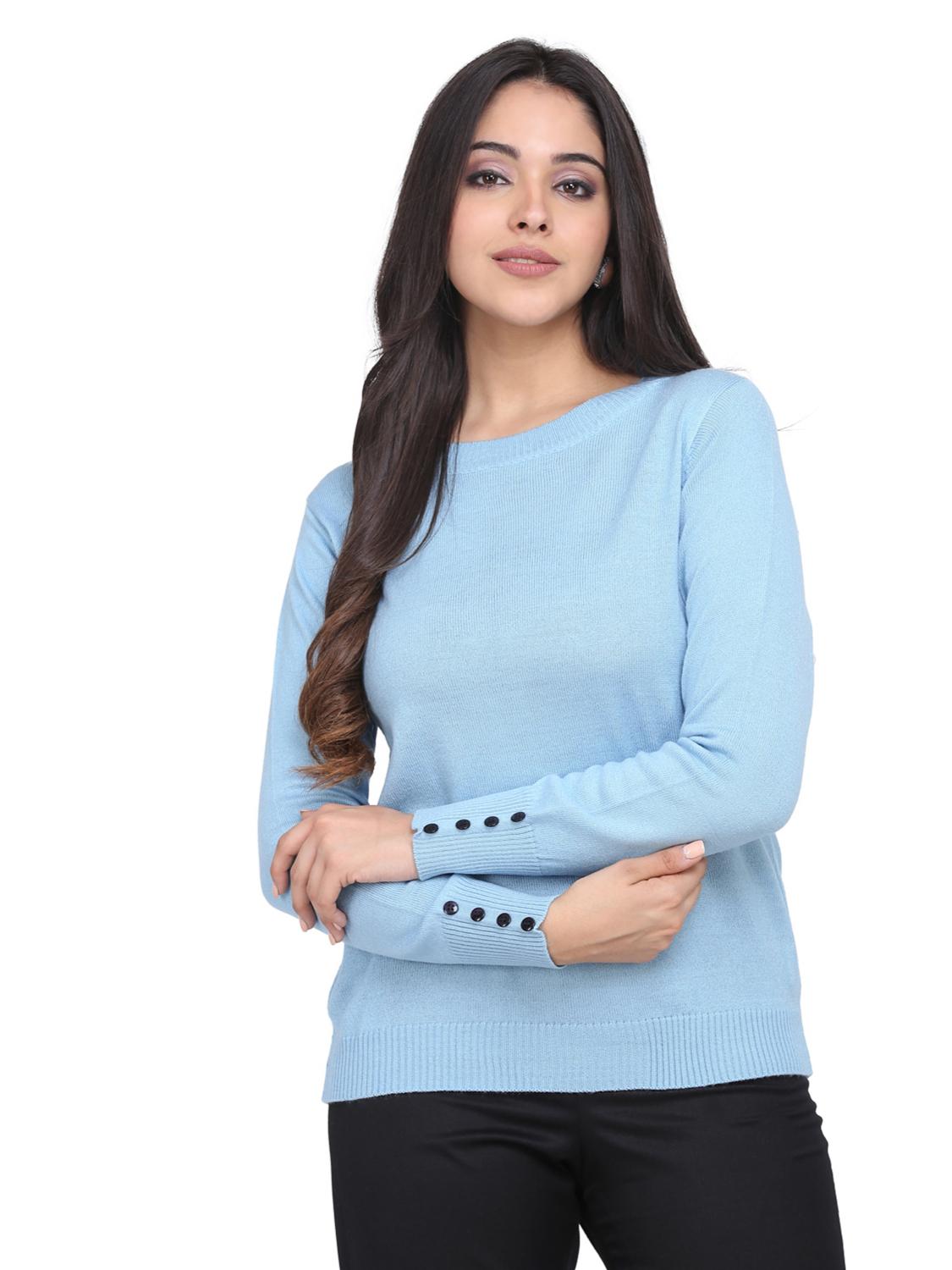 sky blue cotton wool pullover - 18039190 - Standard Image - 3