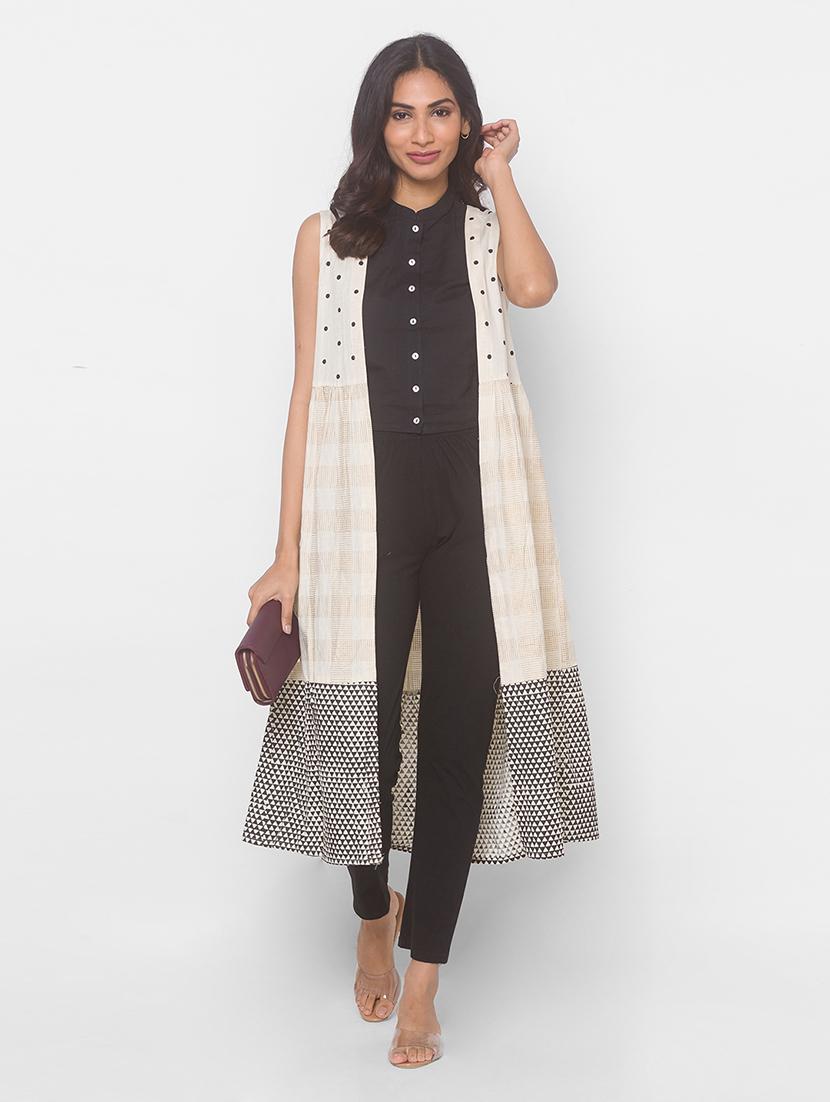 offwhite cotton aline kurta - 18039543 - Standard Image - 3