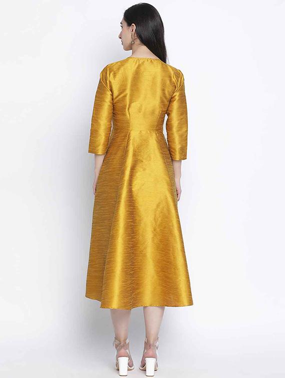 notch neck solid a-line dress - 18039722 - Standard Image - 3