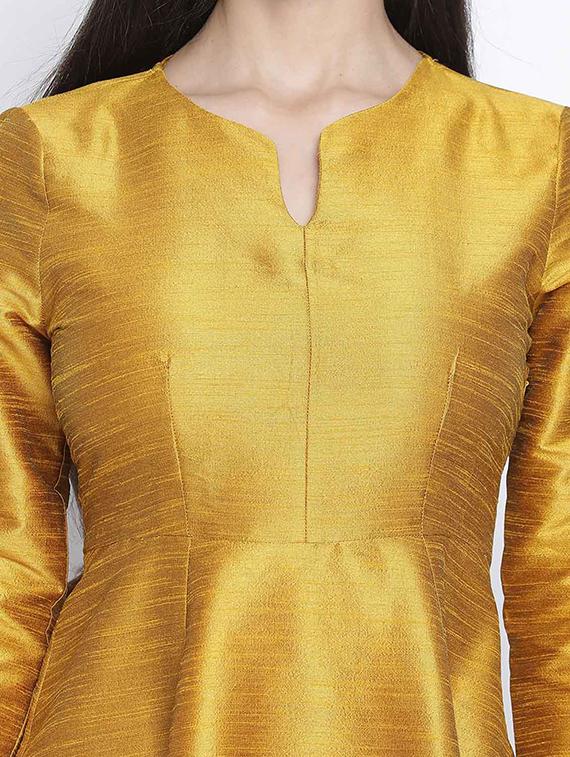 notch neck solid a-line dress - 18039722 - Standard Image - 5