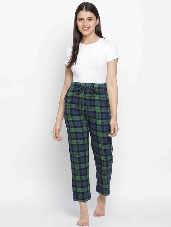 drawstring waist checkered pajama - 18039744 - Standard Image - 3