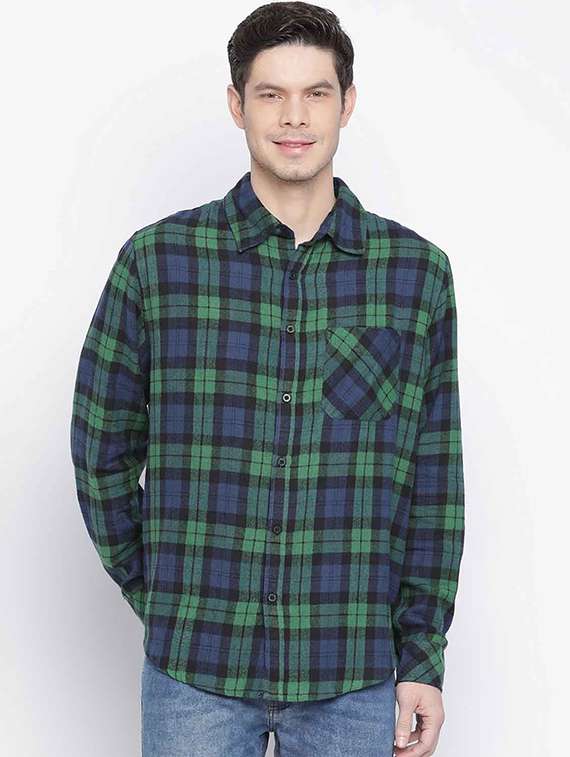 green checkered casual shirt - 18039770 - Zoom Image - 0